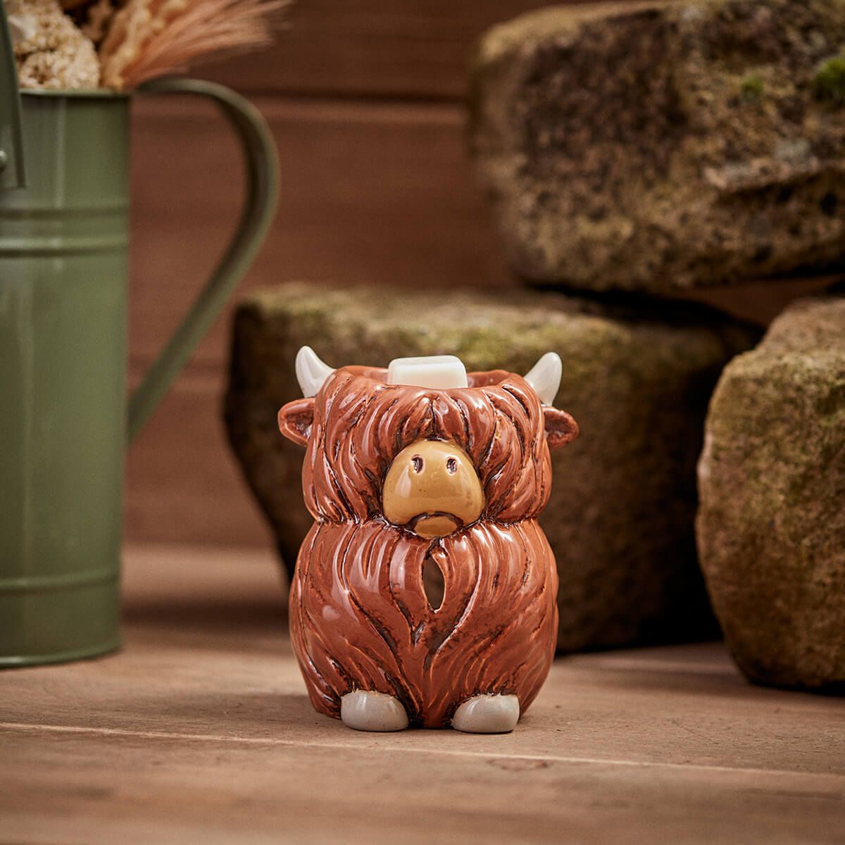 Dougal Highland Cow brown stoneware wax burner for wax melts – Especially Scent