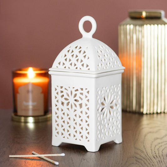 Arabian lantern multi-purpose ceramic fragrance burner for oils, incense cones and bakhoor