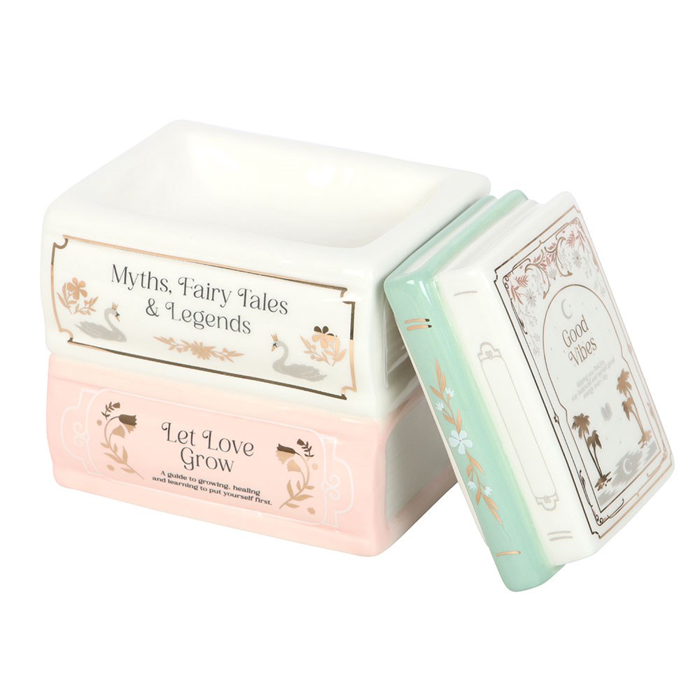 Book lover wax melt burner with tealight creating a cosy reading atmosphere at home