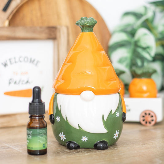 Carrot Patch Gonk oil burner with removable carrot-shaped hat, spring home fragrance accessory