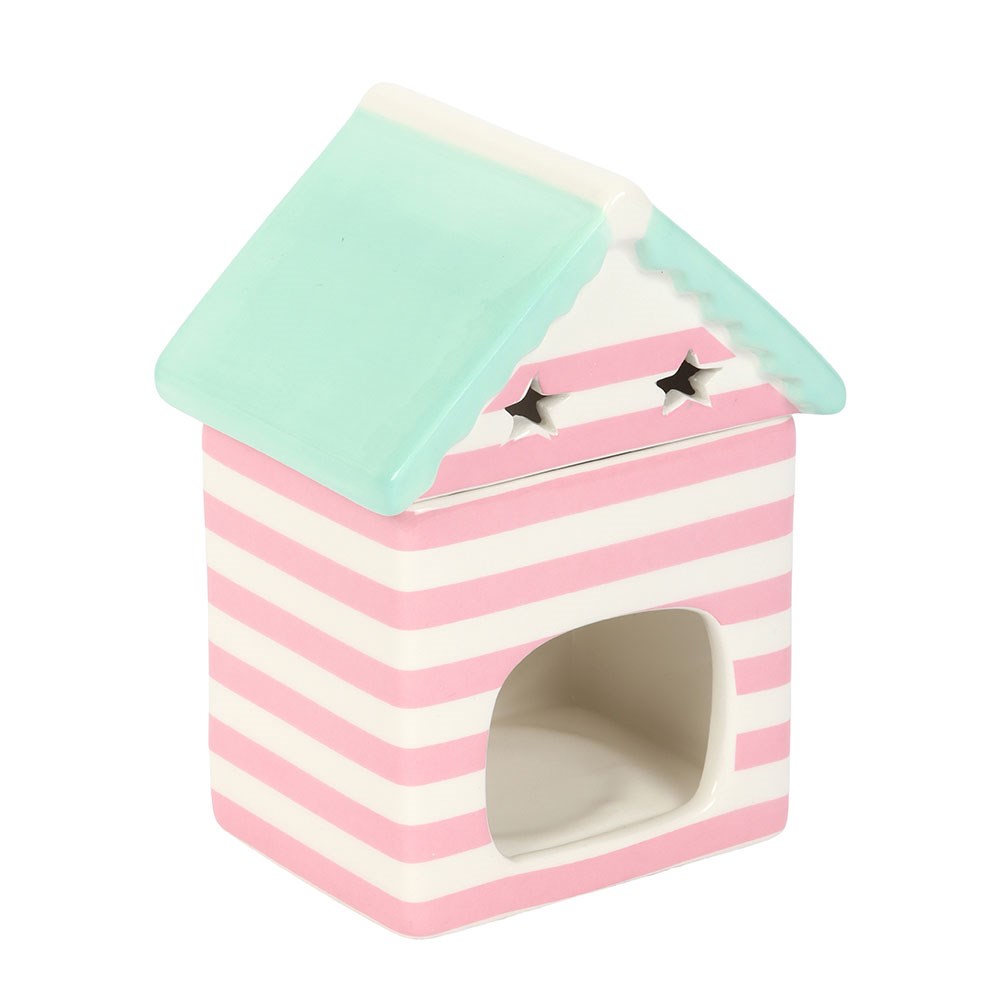 Coastal beach hut fragrance oil burner in pastel colours for seaside-inspired home décor
