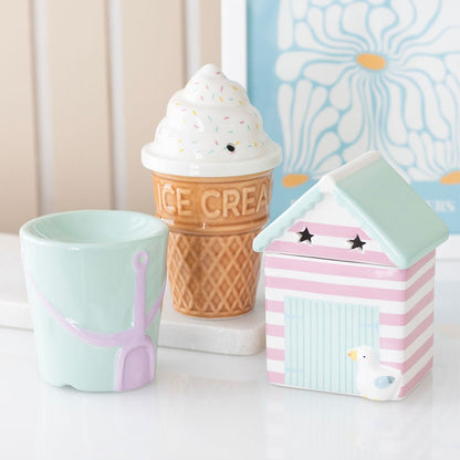 Decorative seaside beach hut oil burner for coastal and nautical interiors