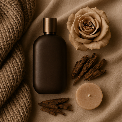 An Oriental accord with notes of geranium, lychee, rose and pear on a floral heart of jasmine with a woody fond of amber, musk, patchouli and oudh.