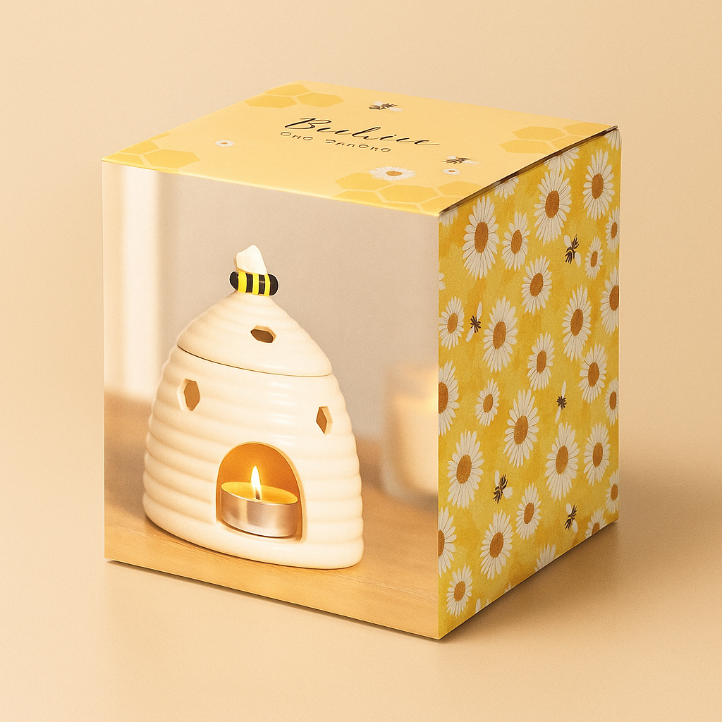 Minimal white beehive wax melt/oil burner with tealight stylish home fragrance accessory by Especially Scent