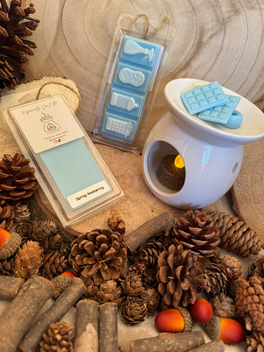 Hand-poured wax melt in a stylish clamshell container, designed to fill your space with a long-lasting, luxurious fragrance. Ideal for use in wax warmers to create a cozy and inviting atmosphere. Scent notes include: A combination of Spring flowers, hints of natural patchouli and White cedar scents.